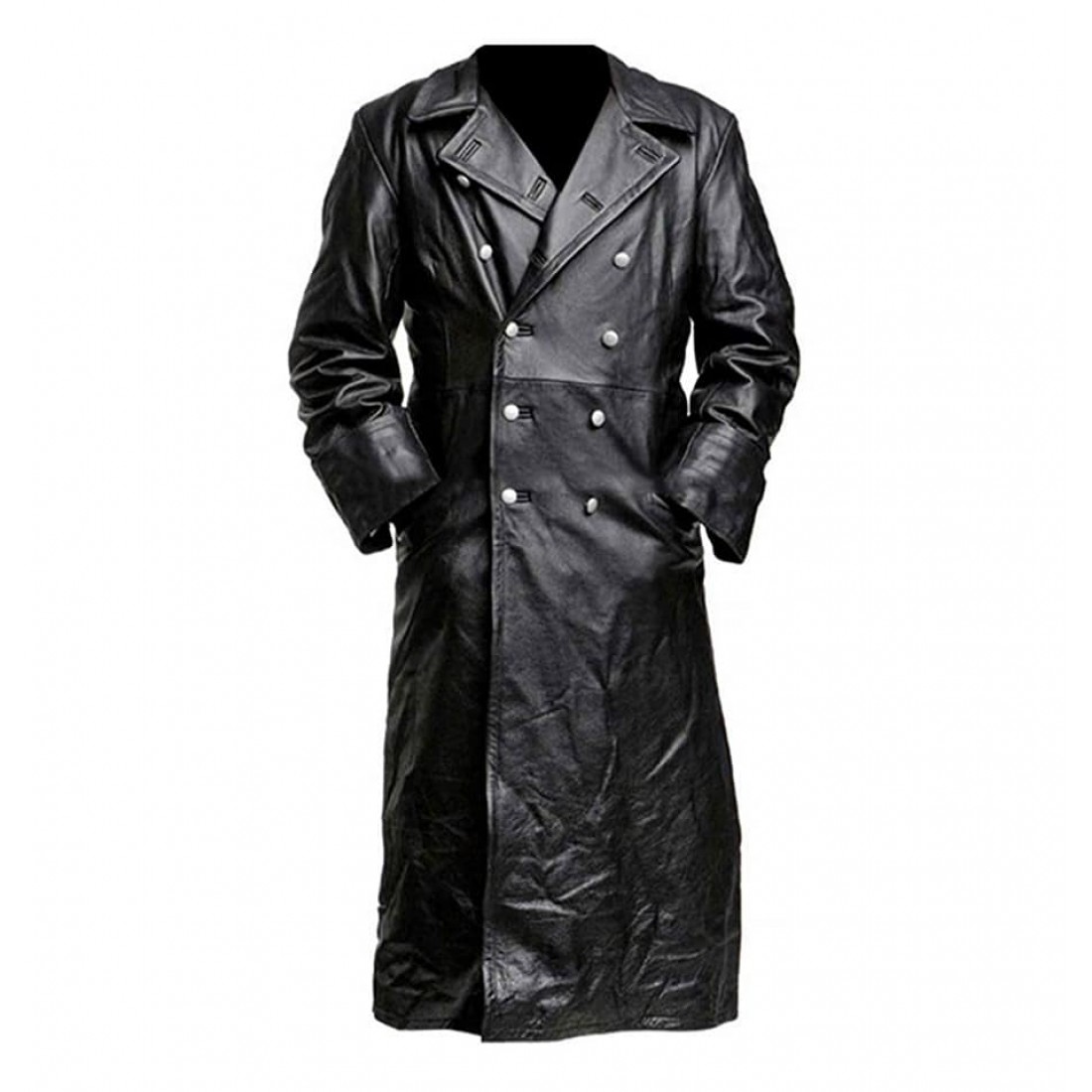 Trench Coat черный плащ кожаный